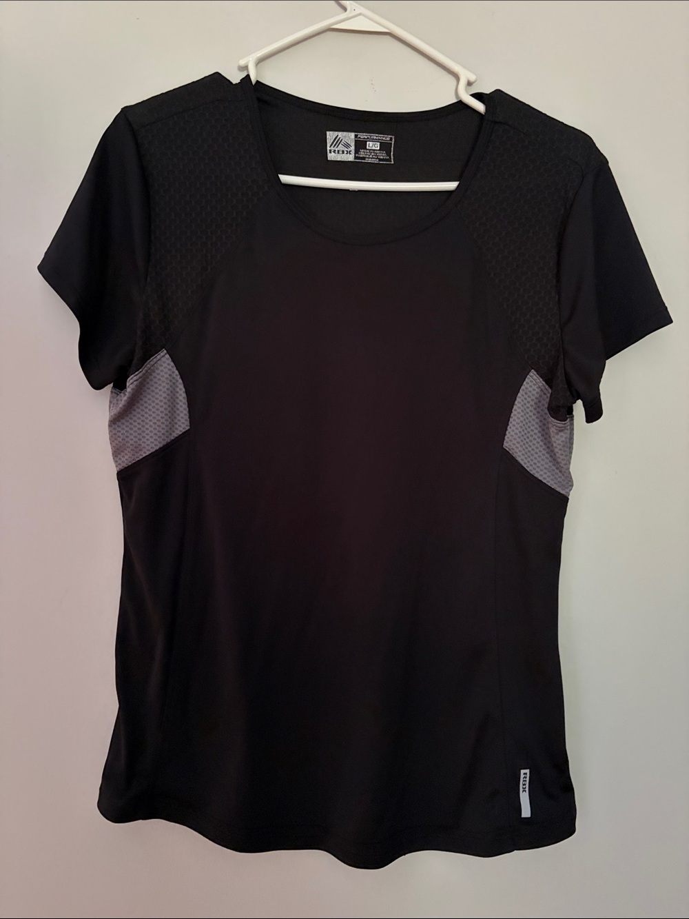 RBX Black Athletic Short-Sleeve Tee with Gray Mesh Accents